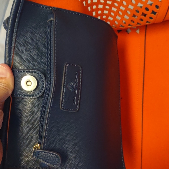 Big Buddha Navy/Orange Perforated Vegan Leather Tote - Picture 7 of 16